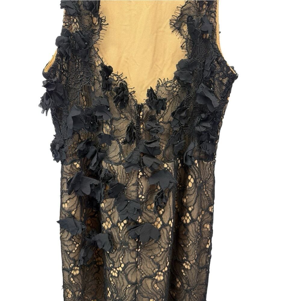 NWT Karen Millen Black Lace Floral Appliqué Midi Dress Open Back Slit US 6 - Picture 10 of 13